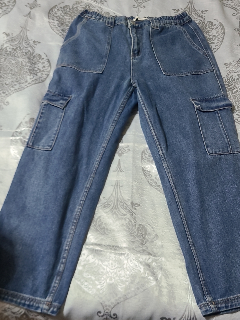 PacSun Woman Relaxed Cargo Jeans in Denim Blue Size L